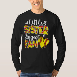 Little Sister Biggest Fann Softball Sister T-Shirt