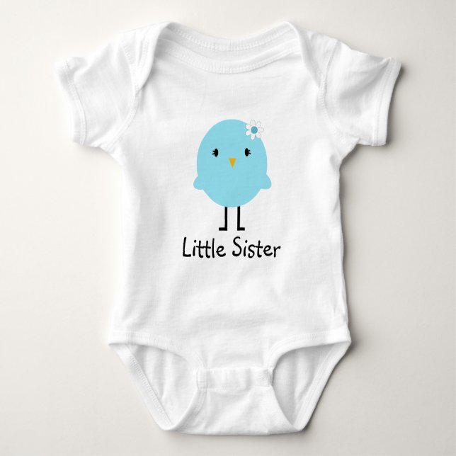 Little Sister Blue Bird Spring T-Shirt Baby Strampler (Vorderseite)