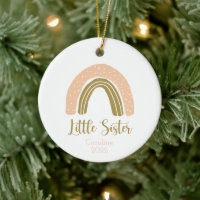 Little Sister Boho Rainbow Pink Gold Personalisier