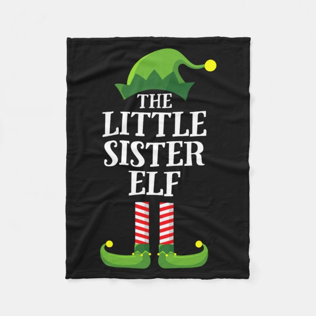 Little Sister Elf Matching Family Group Christmas  Fleecedecke (Vorderseite)