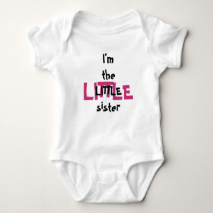 Little Sister Funny Baby Girl Pink Black Text Baby Baby Strampler