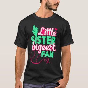Little Sister Größter Fan Quote Baseball Schwester T-Shirt