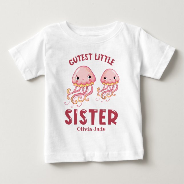 Little Sister Individuelle Name Baby T-shirt (Vorderseite)
