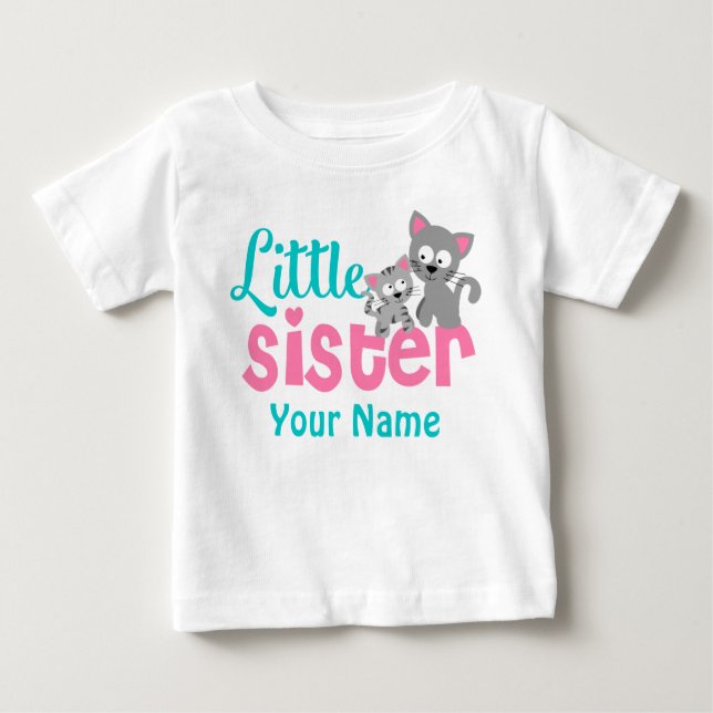 Little Sister Kitty Cat Personalisiertes Shirt (Vorderseite)