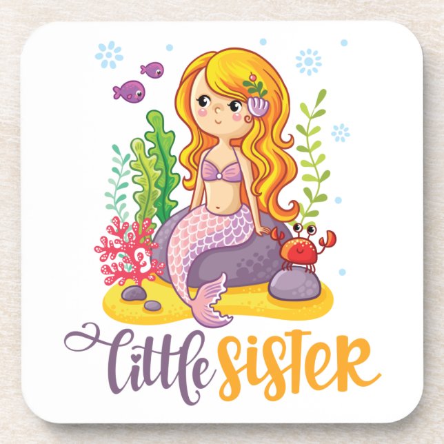 Little Sister 🧜 ‍ ♀️ Mermaid Getränkeuntersetzer (Vorderseite)