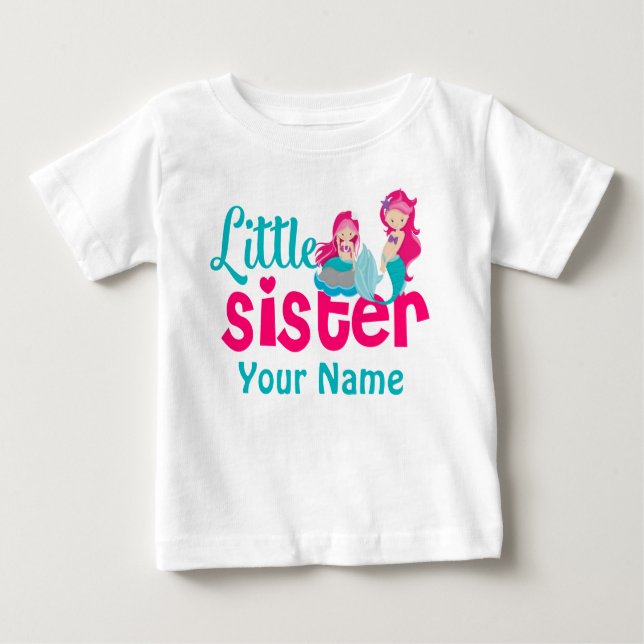 Little Sister Mermaid Personalisiertes Shirt (Vorderseite)
