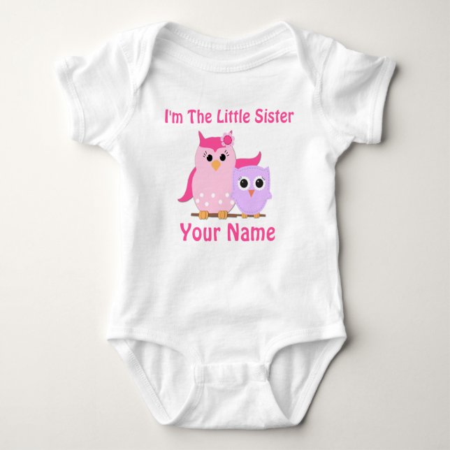 Little Sister Owl Personalisiert T Shirt (Vorderseite)