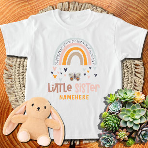 Little Sister Personalisiert Name Niedlich Rainbow T-Shirt