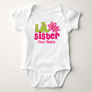 Little Sister Pink und Green Personalisiertes Shir Baby Strampler