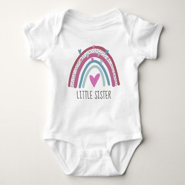 Little Sister Rainbow Matching Baby Strampler (Vorderseite)