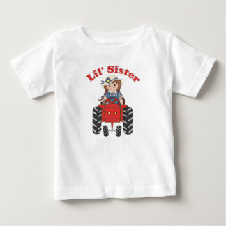 Little Sister Red Tractor Baby T-shirt
