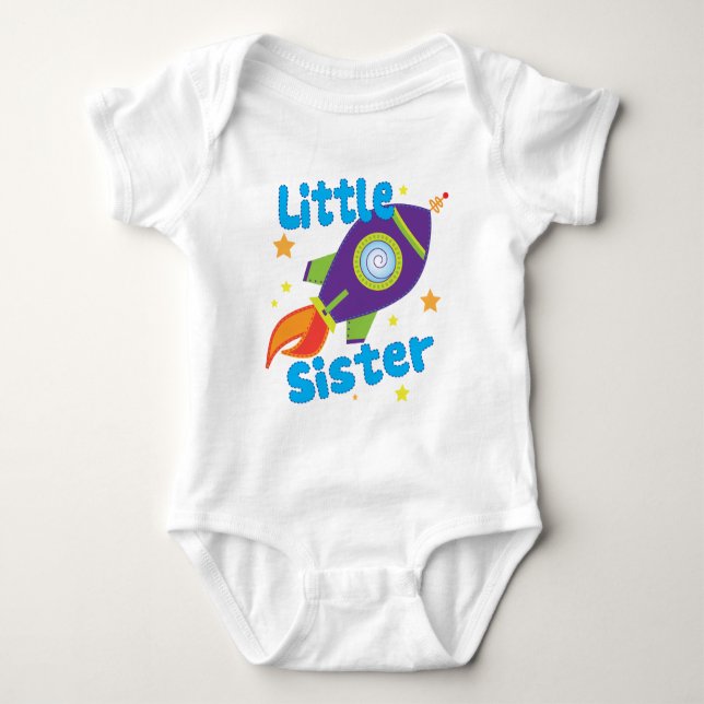 Little Sister Rocket Ship Baby Strampler (Vorderseite)
