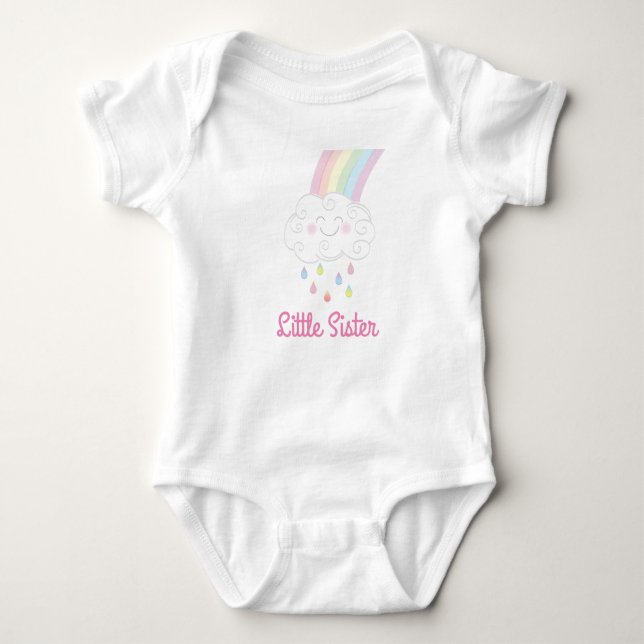 Little Sister Sprinkle Rainbow Raindrop Cloud Baby Strampler (Vorderseite)