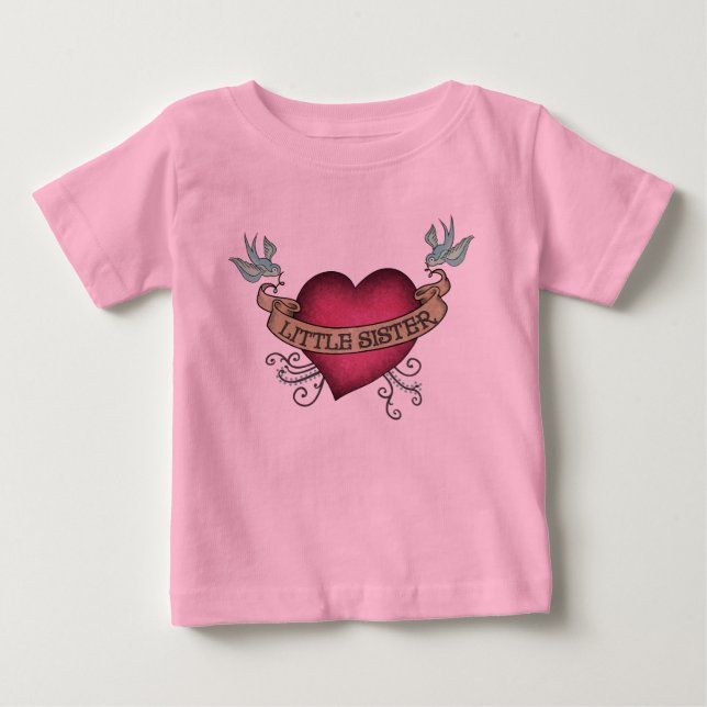 Little Sister Tattoo Heart Baby T-shirt (Vorderseite)