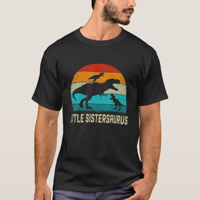 Little Sistersaurus T Rex Dinosaurier Muttertag T-Shirt (Vorderseite)
