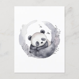 Little Sleepy Watercolor Baby Panda Bear Postkarte