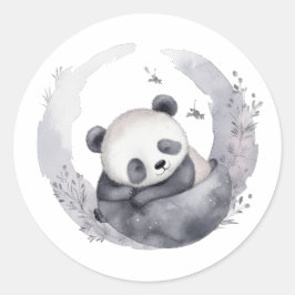 Little Sleepy Watercolor Baby Panda Bear Runder Aufkleber