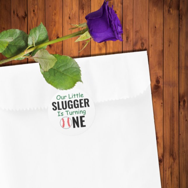 Little Slugger Baseball 1. Geburtstag Runder Aufkleber (Von Creator hochgeladen)