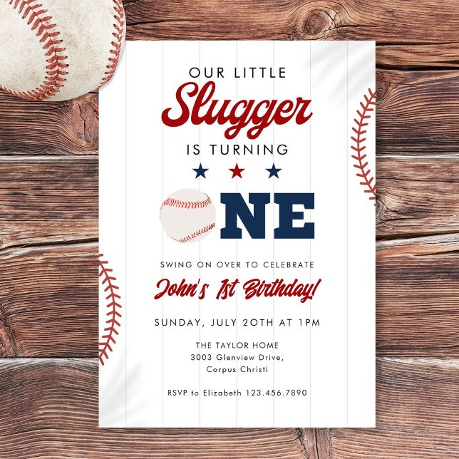 Little Slugger Baseball 1st Birthday Einladung (Little Slugger Baseball 1st Birthday Invitation)