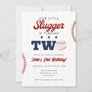 Little Slugger Baseball 2. Geburtstag Einladung