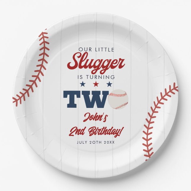 Little Slugger Baseball 2. Geburtstag Pappteller (Vorderseite)