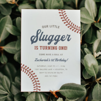 Little Slugger Baseball Boys 1. Geburtstag Party Einladung