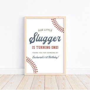 Little Slugger Baseball Boys 1. Geburtstag Party Poster