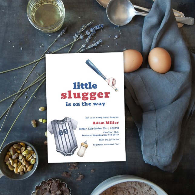 Little Slugger Baseball Shirt Bottle Baby Shower Einladung (Little Slugger Baseball Shirt Bottle Baby Shower Invitation)