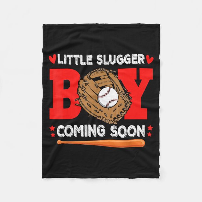 Little Slugger Boy Coming Soon Baby Announcement B Fleecedecke (Vorderseite)