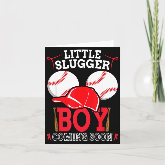 Little Slugger Boy Coming Soon Baby Announcement B Karte (Vorderseite)
