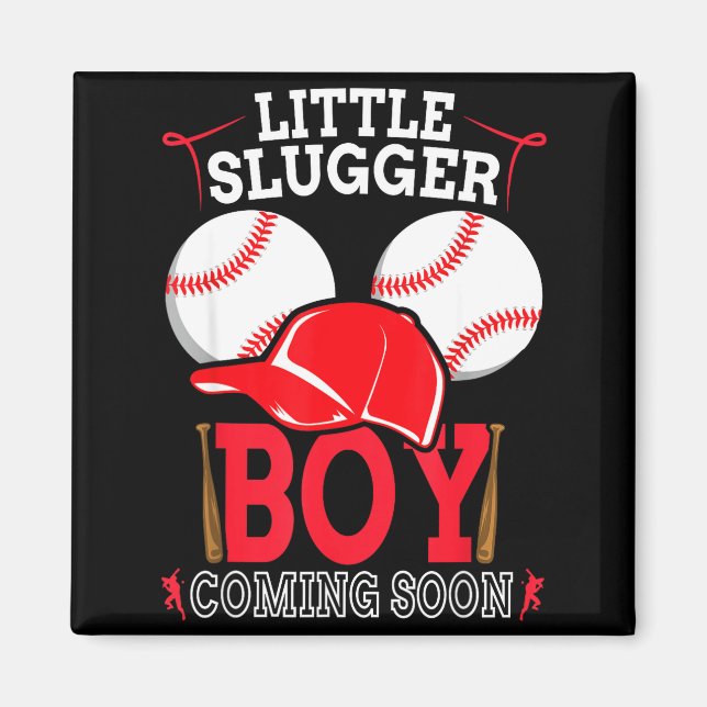 Little Slugger Boy Coming Soon Baby Announcement B Magnet (Vorne)