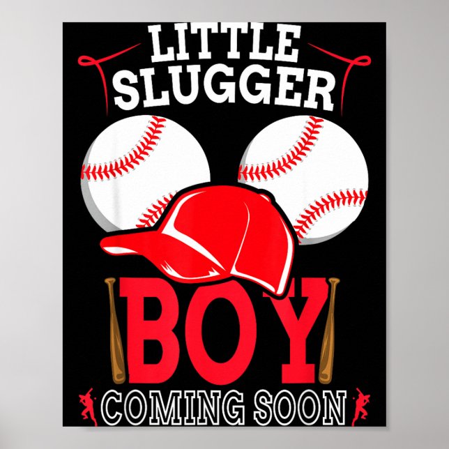 Little Slugger Boy Coming Soon Baby Announcement B Poster (Vorne)