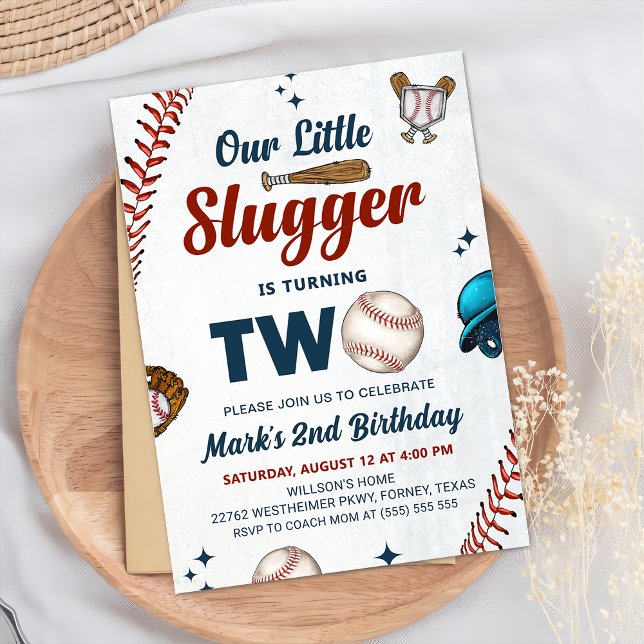 Little Slugger Boys Baseball 2. Geburtstag Party Einladung (Von Creator hochgeladen)