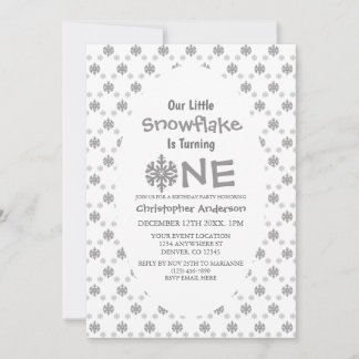 Little Snowflake 1. Geburtstag Einladung
