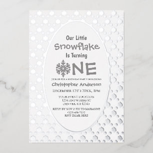 Little Snowflake 1. Geburtstag Folieneinladung