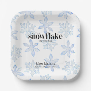 Little Snowflake Blue Wintery Baby Dusche Pappteller
