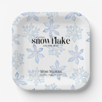 Little Snowflake Blue Wintery Baby Dusche Pappteller