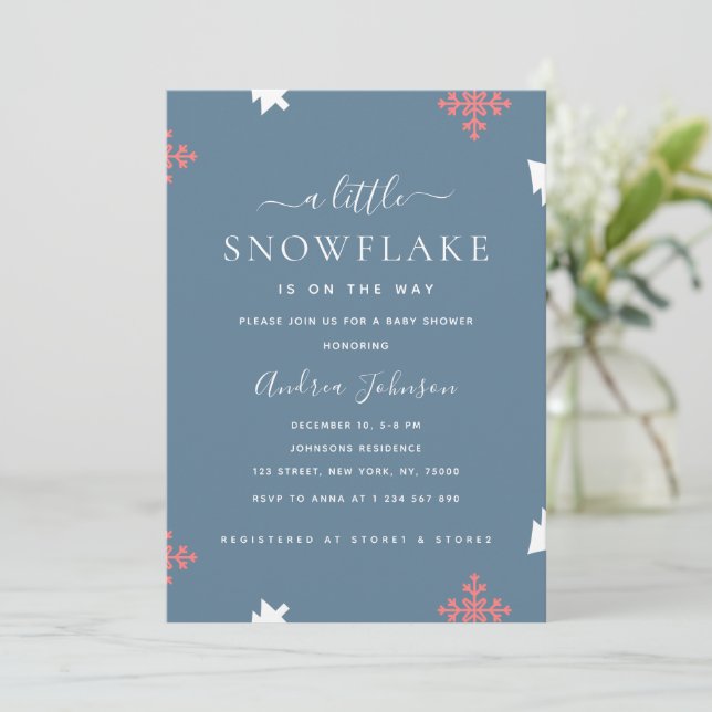 Little Snowflake Boy Baby Shower Einladung (Stehend Vorderseite)