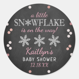 Little Snowflake Girls Winter Baby Dusche Runder Aufkleber