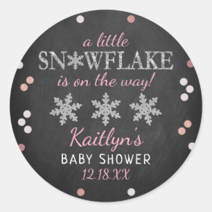 Little Snowflake Girls Winter Baby Dusche Runder Aufkleber