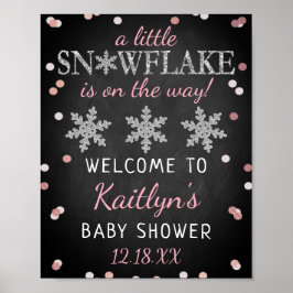 Little Snowflake Girls Winter Baby Dusche Willkomm Poster