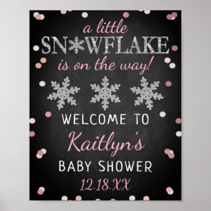 Little Snowflake Girls Winter Baby Dusche Willkomm Poster