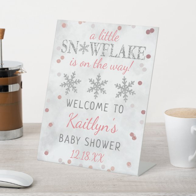 Little Snowflake Girls Winter Baby Dusche Willkomm Sockelschild (In SItu)