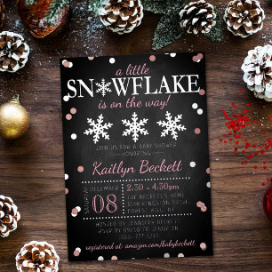 Little Snowflake Girls Winter Baby Shower Real Folieneinladung