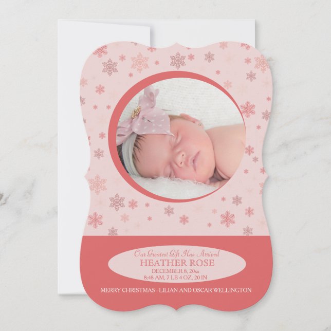 Little Snowflake Holiday Birth Ankündigung (Vorderseite)