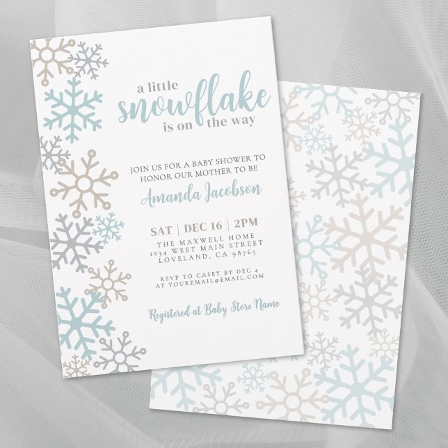Little Snowflake Winter Baby Shower Einladung (Little Snowflake Winter Baby Shower Invitation)