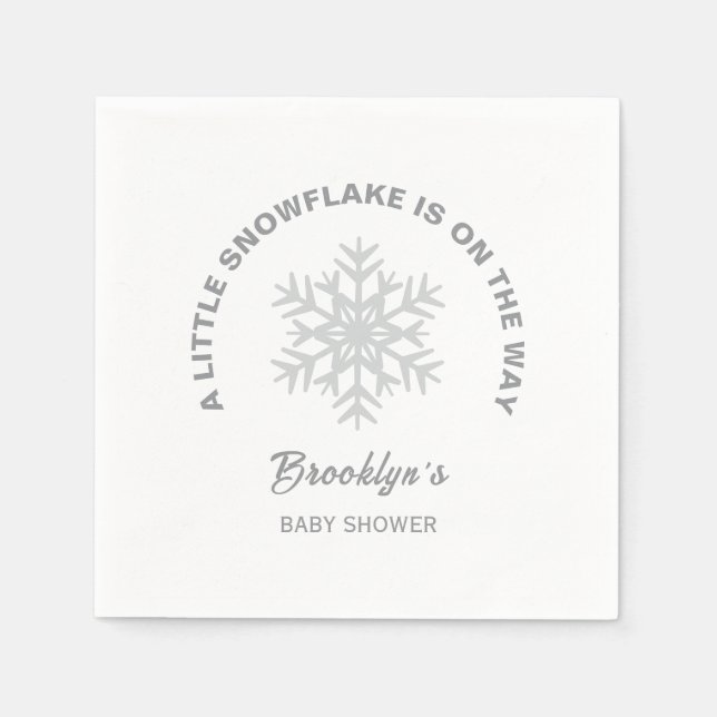 Little Snowflake Winter Shower Gender Neutral Serviette (Vorderseite)