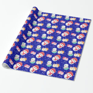 Little Snowman Navy Blue Geschenkpapier