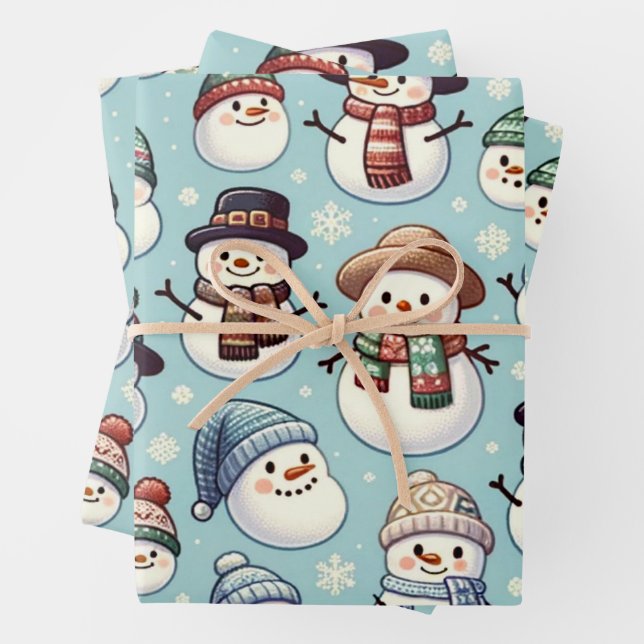 Little Snowmen Wrapping Paper Geschenkpapier Set (Beispiel)