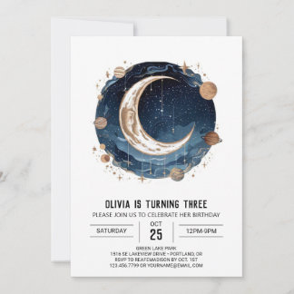 Little Space Stars Digital zum Geburtstag Einladung